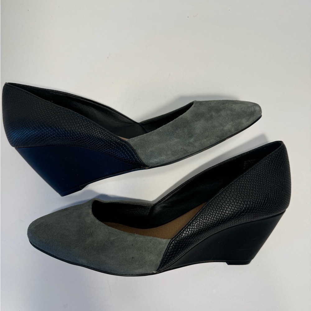 Violet & Red Color Block Wedge Heel Shoes Size 7.… - image 1